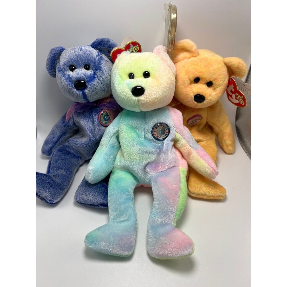 Lot of Three EUC Vintage Y2K Beanie Babies Collectible Sunny Periwinkle BB Bday